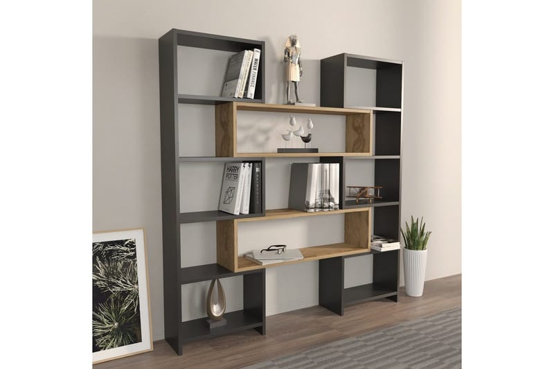 Bokhylla Bravelle Svart / Ek - Beige/Svart - Förvaring - Hyllor - Bokhylla