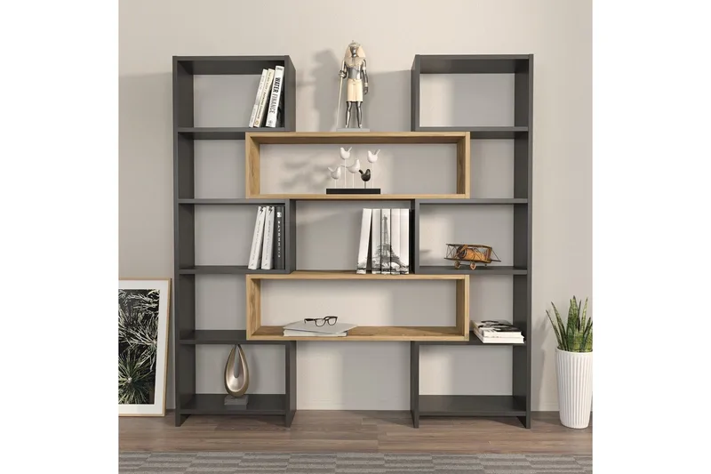 Bokhylla Bravelle Svart / Ek - Beige/Svart - Förvaring - Hyllor - Bokhylla