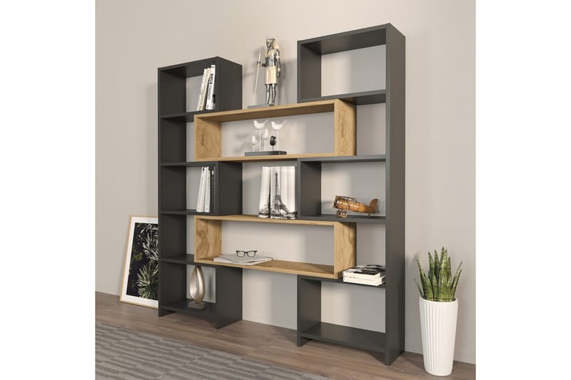 Bokhylla Bravelle Svart / Ek - Beige/Svart - Förvaring - Hyllor - Bokhylla