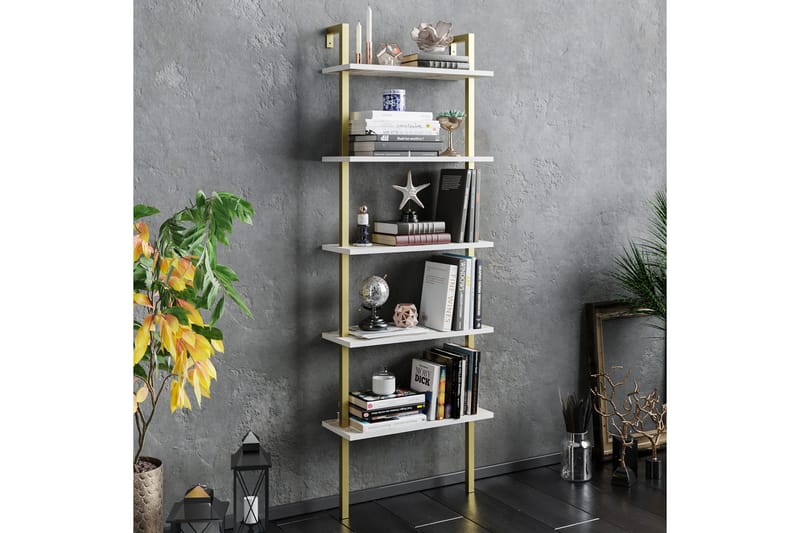 Brinkelid Bokhylla - Vit/Marmor - Förvaring - Hyllor - Steghylla & trapphylla