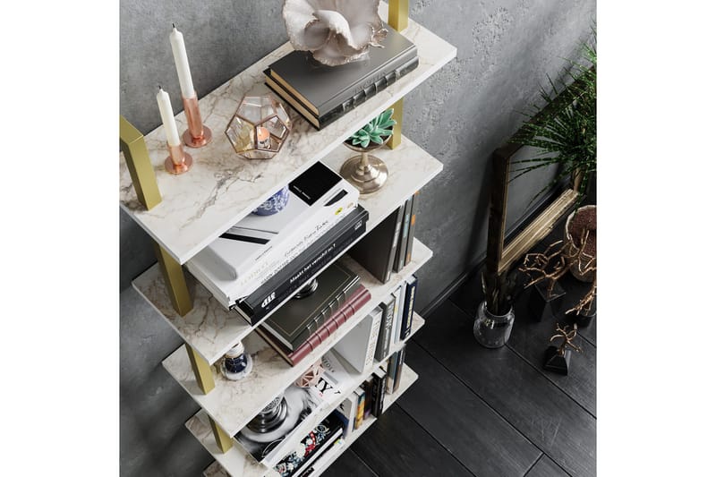 Brinkelid Bokhylla - Vit/Marmor - Förvaring - Hyllor - Steghylla & trapphylla