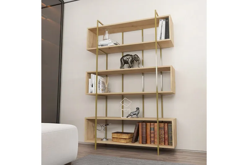 Bokhylla Bruti Ek / guld - Ek / guld - Förvaring - Hyllor - Bokhylla
