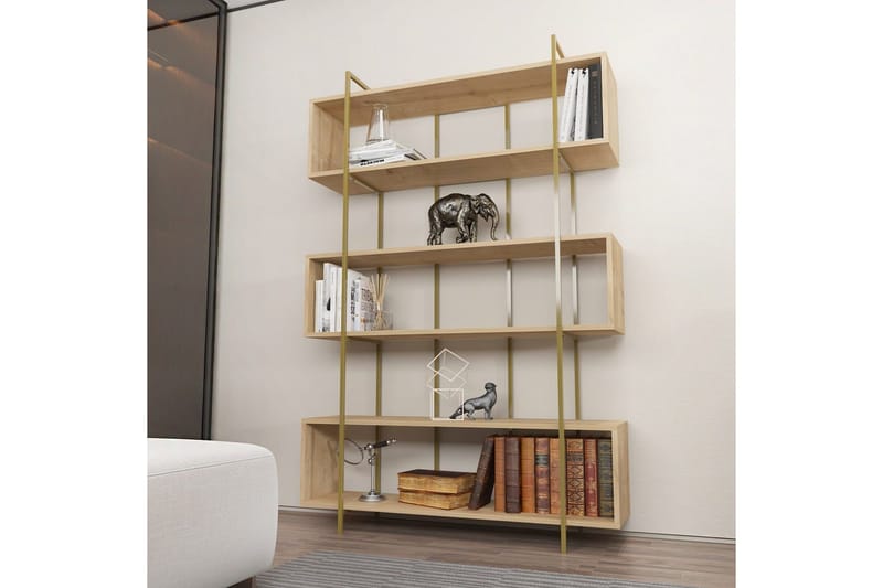 Bokhylla Bruti Ek / guld - Ek / guld - Förvaring - Hyllor - Bokhylla