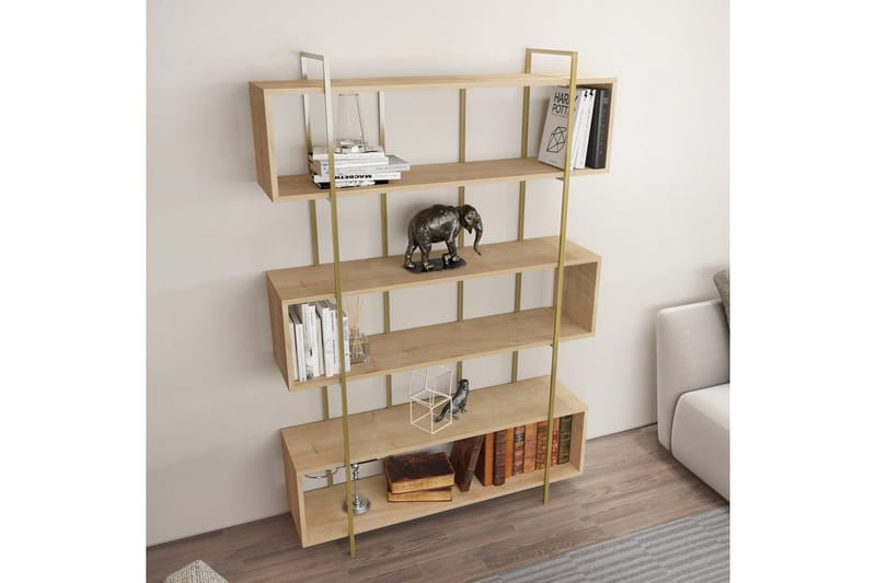 Bokhylla Bruti Ek / guld - Ek / guld - Förvaring - Hyllor - Bokhylla