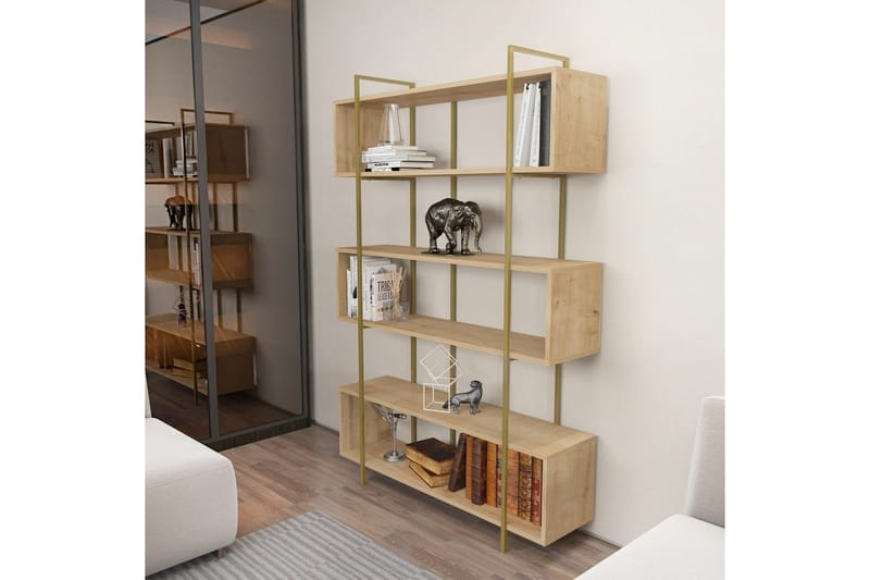 Bokhylla Bruti Ek / guld - Ek / guld - Förvaring - Hyllor - Bokhylla