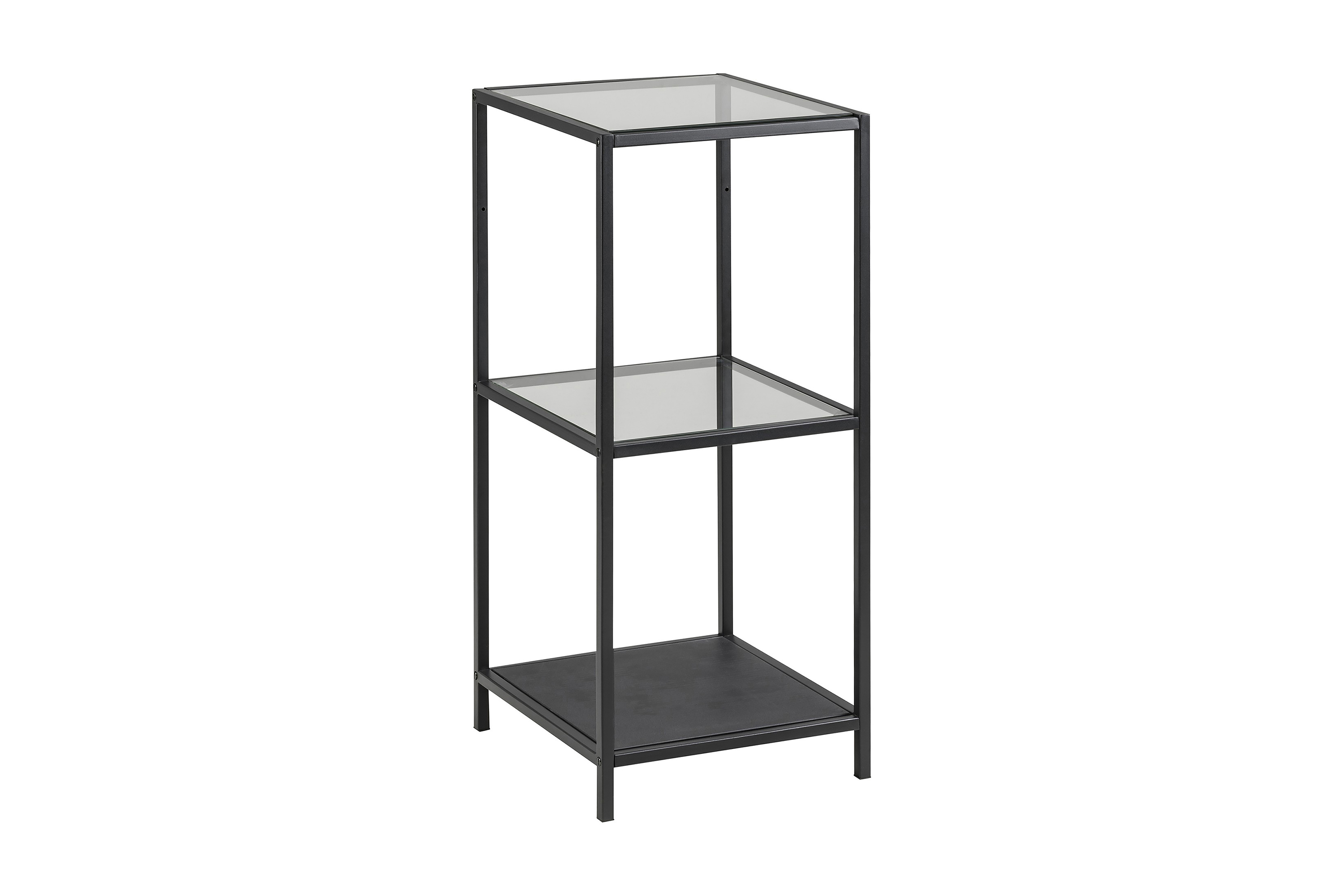 burch bokhylla 3 plan svart/glas -