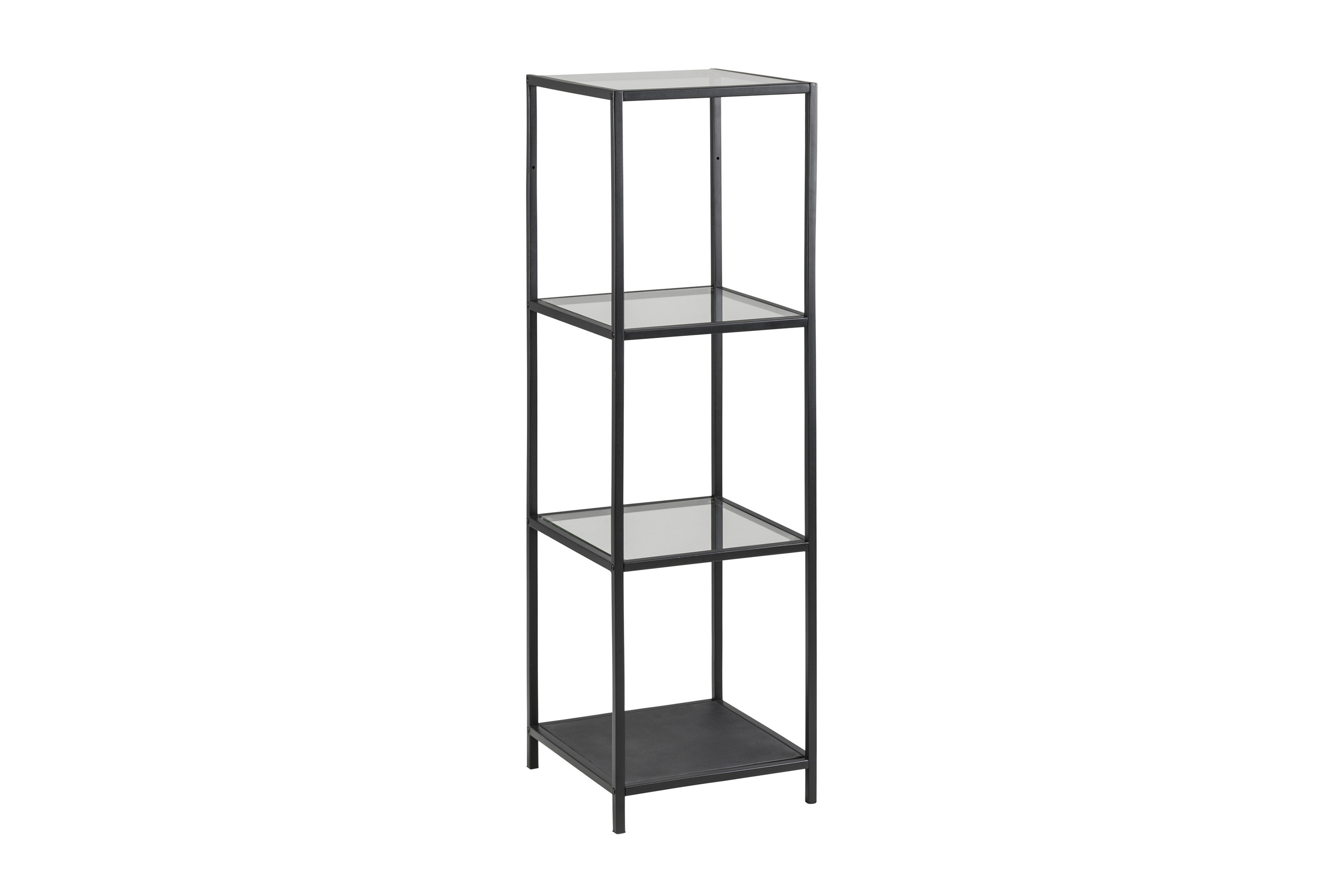 burch bokhylla 4 plan svart/glas -