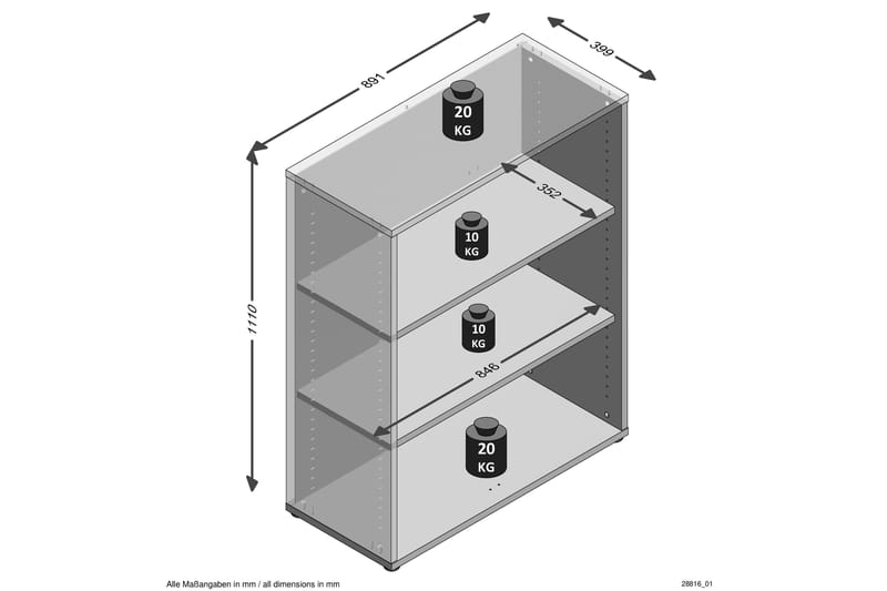 Calvia Hylla 89 cm - Vit - Förvaring - Hyllor - Bokhylla