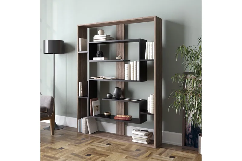 Caulside Bokhylla 120 cm - Valnöt|Svart - Förvaring - Hyllor - Bokhylla