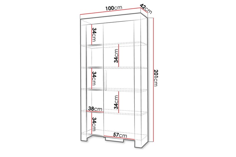 Cezar Hylla 100x42x201 cm Ek - Förvaring - Hyllor - Bokhylla