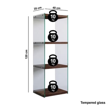 Dalshult Bokhylla 40 cm i Glas med Träskiva - Genomskinlig - Förvaring - Hyllor - Bokhylla