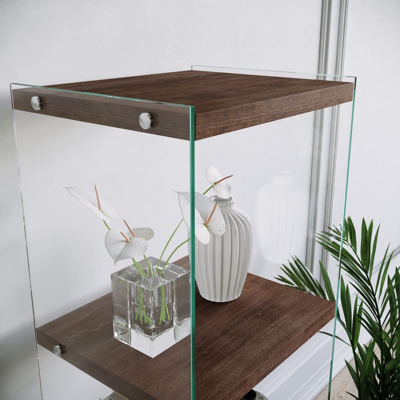 Dalshult Bokhylla 40 cm i Glas med Träskiva - Genomskinlig - Förvaring - Hyllor - Bokhylla