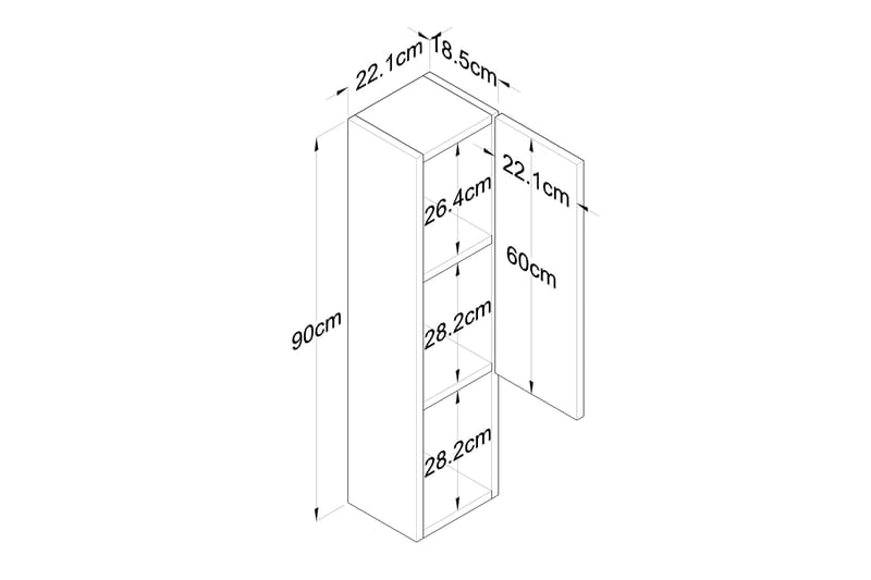 Dannderic Bokhylla 19x22 cm - Valnöt/Silver - Förvaring - Hyllor - Bokhylla