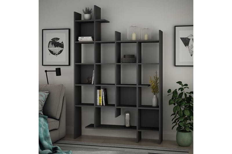 Decorta Bokhylla 122 cm i Mörkt Trä - Grå - Förvaring - Hyllor - Bokhylla