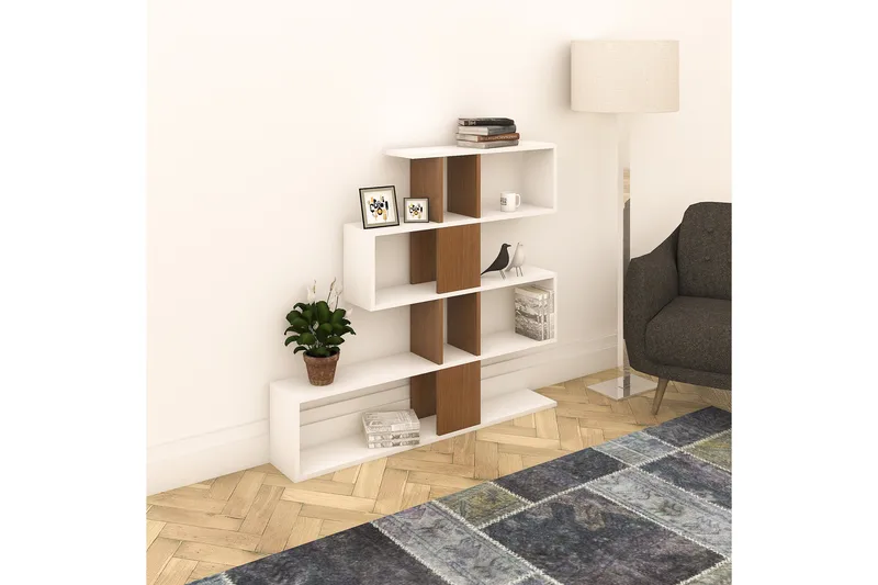 Decorta Sidobord - Vit/Valnöt - Förvaring - Hyllor - Bokhylla