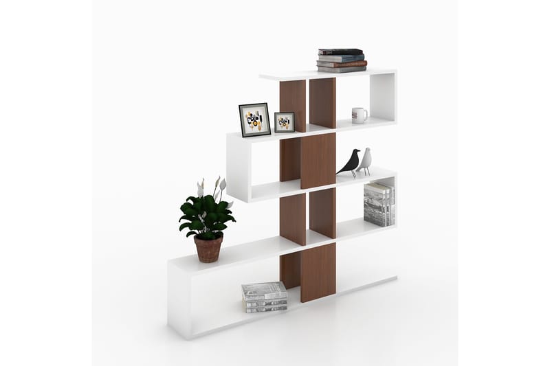 Decorta Sidobord - Vit/Valnöt - Förvaring - Hyllor - Bokhylla