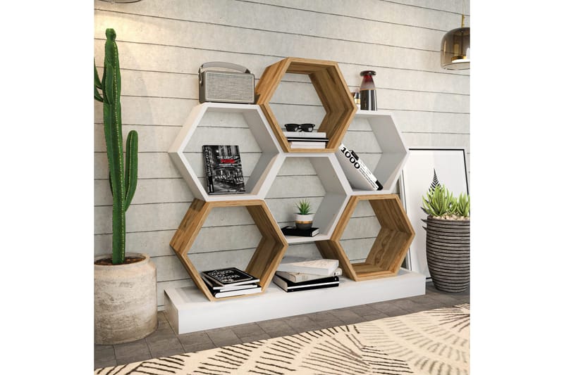 Desgrar Bokhylla 120x109 cm i Ek - Vit - Förvaring - Hyllor - Bokhylla
