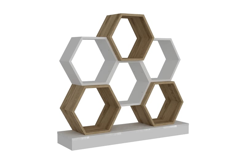 Desgrar Bokhylla 120x109 cm i Ek, Vit