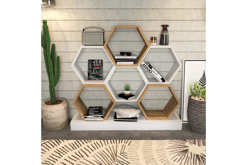 Desgrar Bokhylla 120x109 cm i Ek - Vit - Förvaring - Hyllor - Bokhylla
