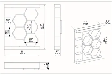 Desgrar Bokhylla 140x177,4 cm - Vit - Förvaring - Hyllor - Bokhylla