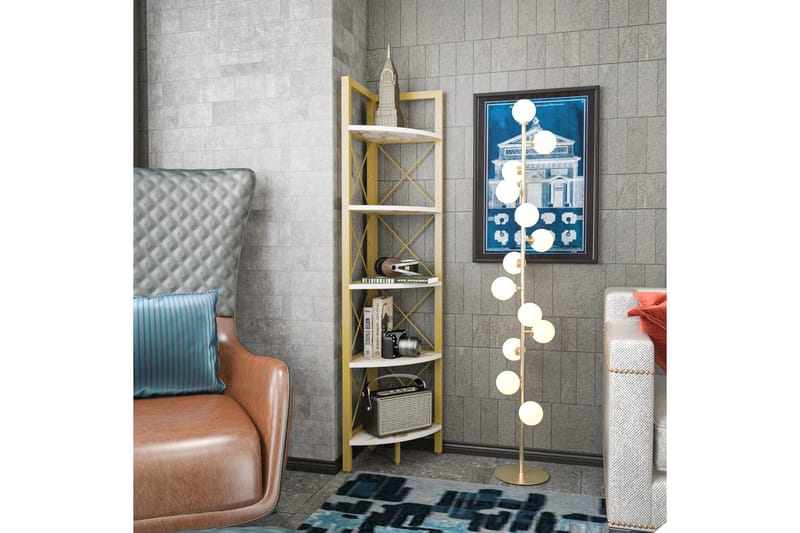 Desgrar Bokhylla 30,5x160 cm - Guld - Förvaring - Hyllor - Hörnhylla