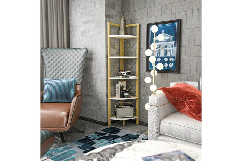 Desgrar Bokhylla 30,5x160 cm - Guld - Förvaring - Hyllor - Hörnhylla