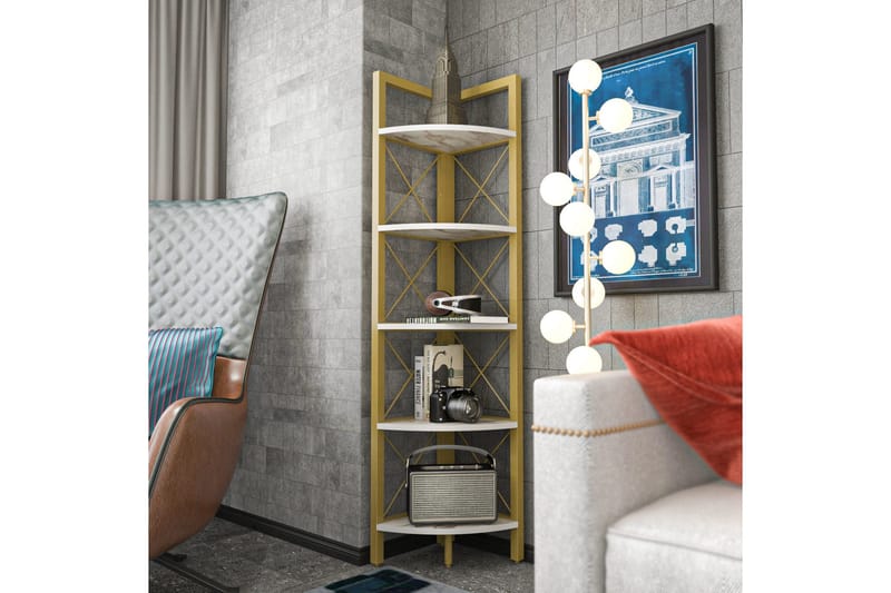 Desgrar Bokhylla 30,5x160 cm - Guld - Förvaring - Hyllor - Hörnhylla