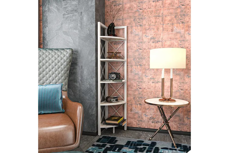 Desgrar Bokhylla 30,5x160 cm - Vit - Förvaring - Hyllor - Hörnhylla