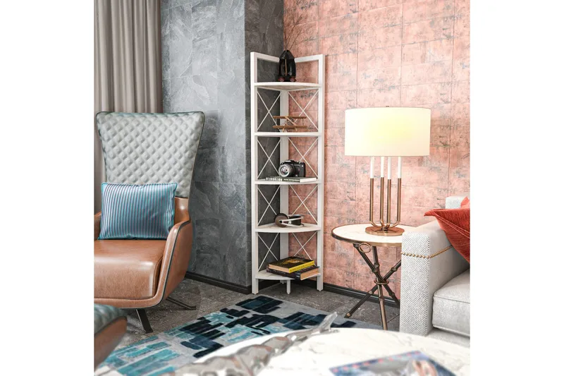 Desgrar Bokhylla 30,5x160 cm - Vit - Förvaring - Hyllor - Hörnhylla