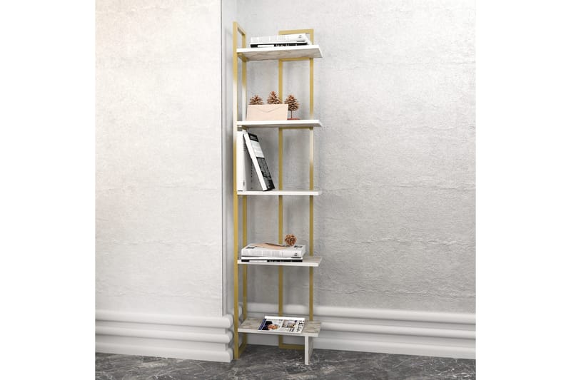 Desgrar Bokhylla 45.2x180 cm i Trä med Metallram - Vit - Förvaring - Hyllor - Bokhylla