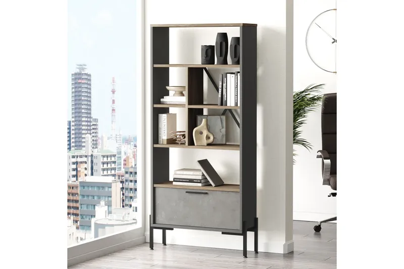 Desgrar Bokhylla 45x76 cm - Brun/Betonggrå/Antracit - Förvaring - Hyllor - Bokhylla