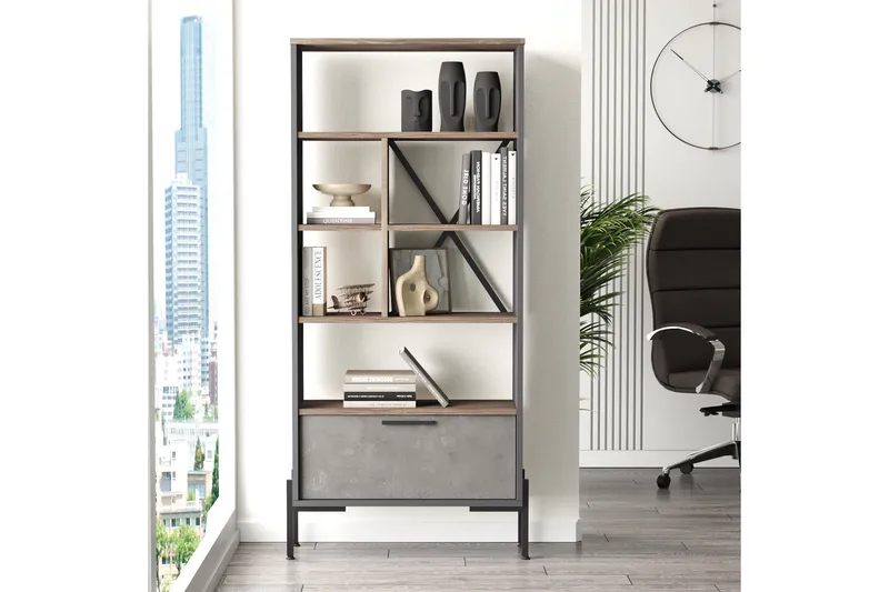 Desgrar Bokhylla 45x76 cm - Brun/Betonggrå/Antracit - Förvaring - Hyllor - Bokhylla