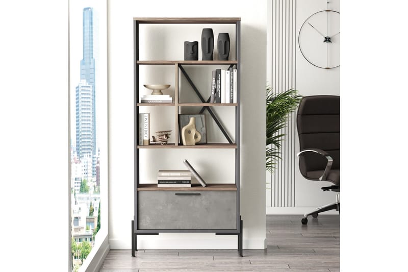 Desgrar Bokhylla 45x76 cm - Brun/Betonggrå/Antracit - Förvaring - Hyllor - Bokhylla