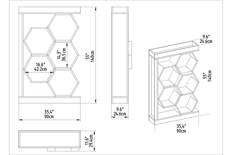 Desgrar Bokhylla 90x140 cm - Brun - Förvaring - Hyllor - Bokhylla