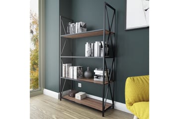 Desgrar Bokhylla 94x150 cm i Metall med Träskiva - Svart - Förvaring - Hyllor - Bokhylla