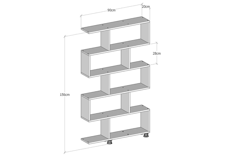 Elegancia Bokhylla 90 cm i Målat Trä - Vit - Förvaring - Hyllor - Bokhylla