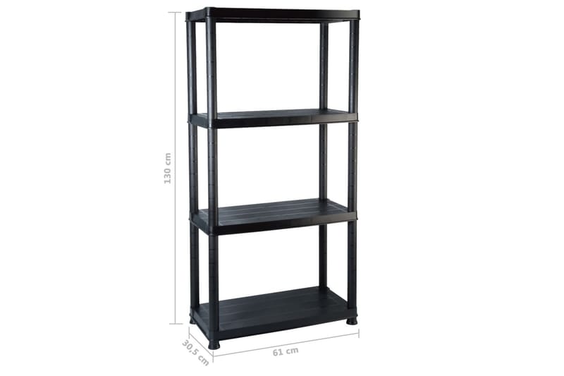 Förvaringshylla 4 hyllor svart 61x30,5x130 cm plast - Svart - Förvaring - Hyllor - Bokhylla