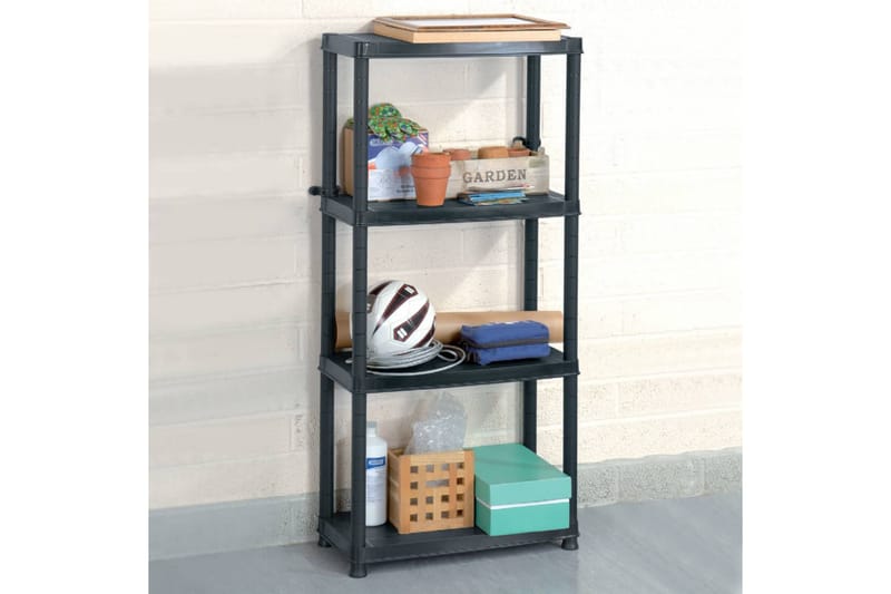 Förvaringshylla 4 hyllor svart 61x30,5x130 cm plast - Svart - Förvaring - Hyllor - Bokhylla