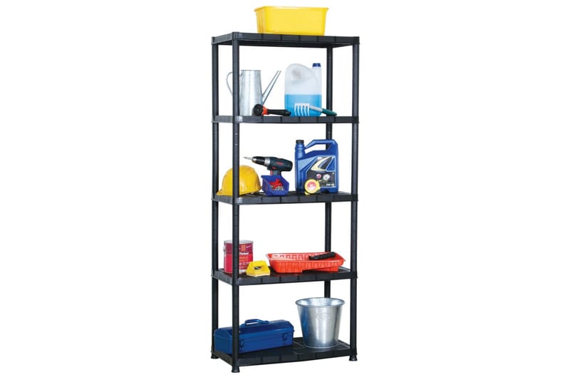 Förvaringshylla 5 hyllor svart 71x38x170 cm plast - Svart - Förvaring - Hyllor - Bokhylla