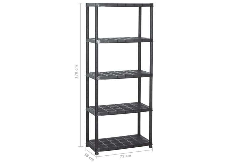 Förvaringshylla 5 hyllor svart 71x38x170 cm plast - Svart - Förvaring - Hyllor - Bokhylla