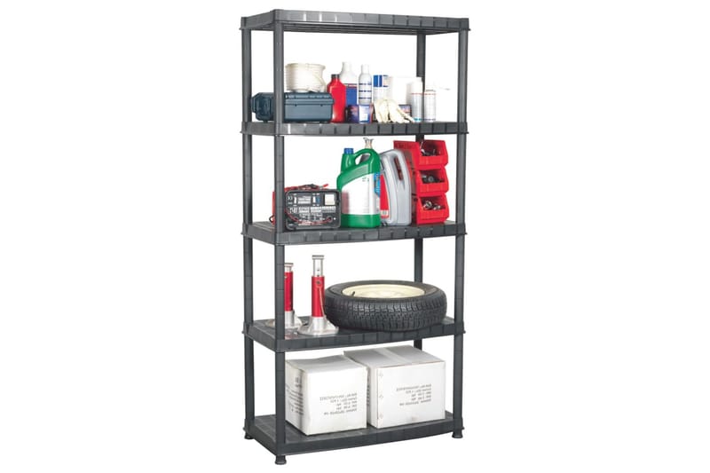 Förvaringshylla 5 hyllor svart 85x40x185 cm plast - Svart - Förvaring - Hyllor - Bokhylla