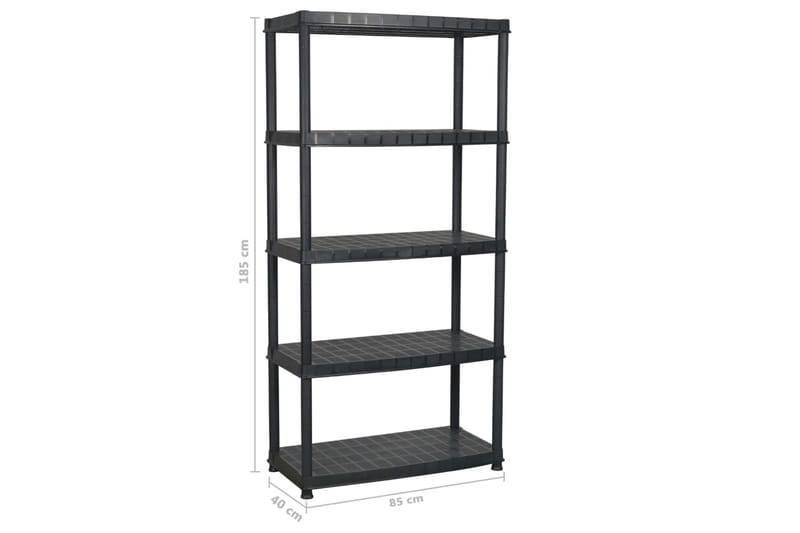 Förvaringshylla 5 hyllor svart 85x40x185 cm plast - Svart - Förvaring - Hyllor - Bokhylla