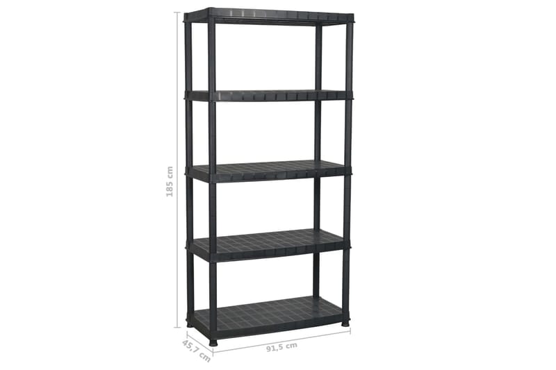 Förvaringshylla 5 hyllor svart 91,5x45,7x185 cm plast - Svart - Förvaring - Hyllor - Bokhylla