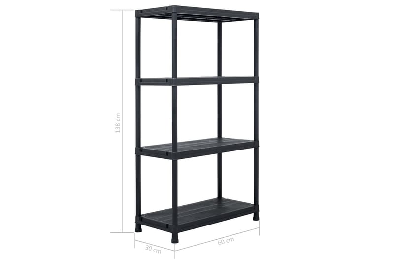 Förvaringshylla svart 100 kg 60x30x138 cm plast - Svart - Förvaring - Hyllor - Bokhylla
