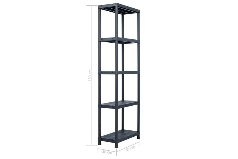 Förvaringshylla svart 125 kg 60x30x180 cm plast - Svart - Förvaring - Hyllor - Bokhylla