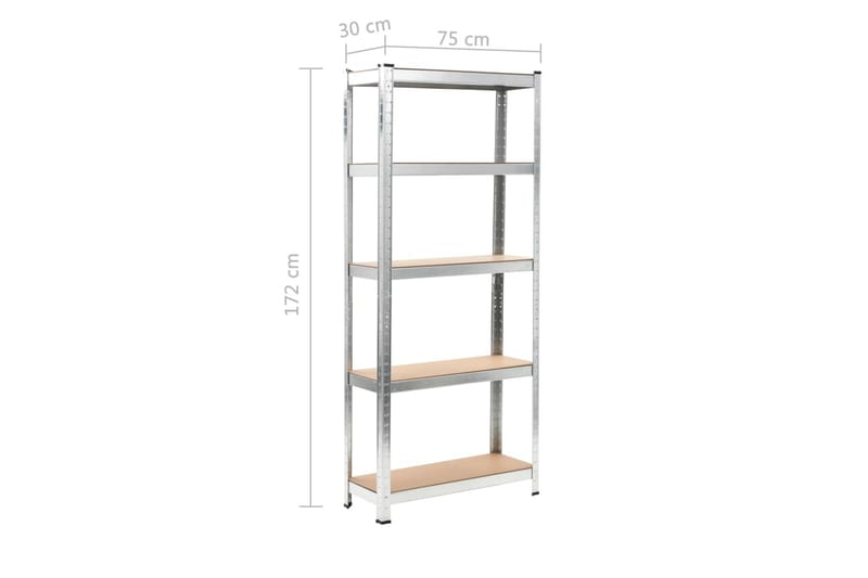 Förvaringshyllor 3 st silver 75x30x172 cm stål och MDF - Silver - Förvaring - Hyllor - Bokhylla