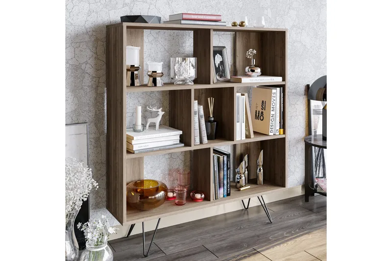 Frascone Bokhylla 120x30 cm 9 Hyllor, Mörkbrun