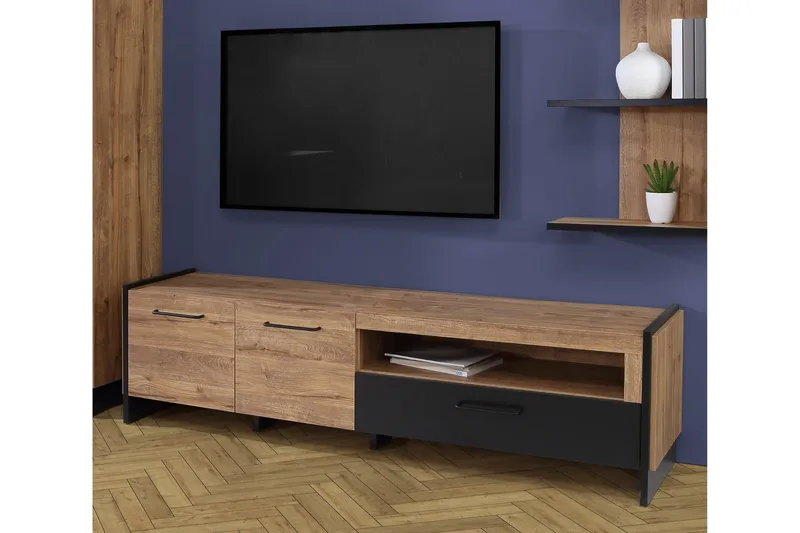 Gevgelija Bokhylla 41x187 cm - Brun/Svart - Förvaring - Hyllor - Bokhylla