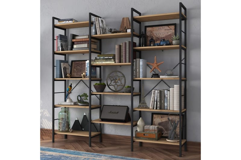 Bokhylla Goldmere Valnöt / Svart - Brun/Svart - Förvaring - Hyllor - Bokhylla