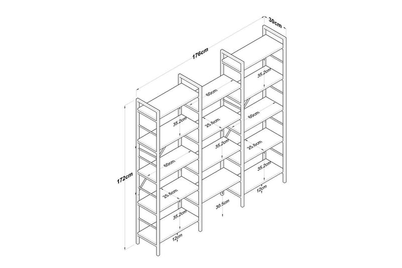 Bokhylla Goldmere Valnöt / Svart - Brun/Svart - Förvaring - Hyllor - Bokhylla